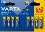 Bateria LR03 Varta High Energy 1.5V AAA MN2400 B6+2