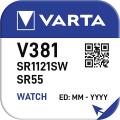 Bateria 381 Varta 49mAh 1.55V AG8 SR55 SR1120SW