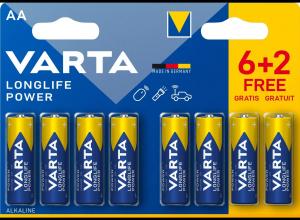 Bateria LR6 Varta Longlife Power 1.5V MN1500 AA B6+2