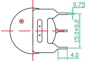 CR2032-PAN3 3.0V 2x1 pionowo rozstaw 15mm